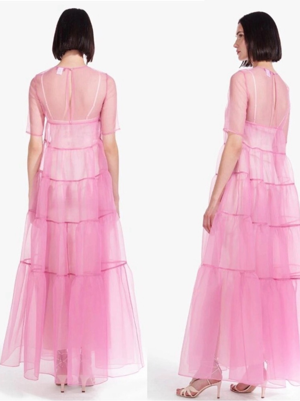 STAUD Pink Tiered Sheer Maxi Dress - Picture 2 of 4